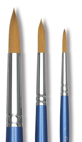 Medium & Small, Round, Synthetic (Taklon or Nylon) Bristled brushes